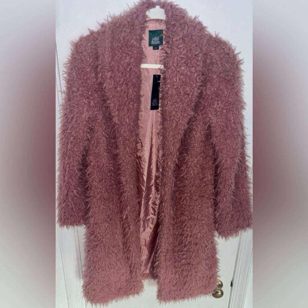 Shag Open Front Women’s Coat/Jacket Soft Faux Fur Sz S Boho Edgy Wild Fable NWT